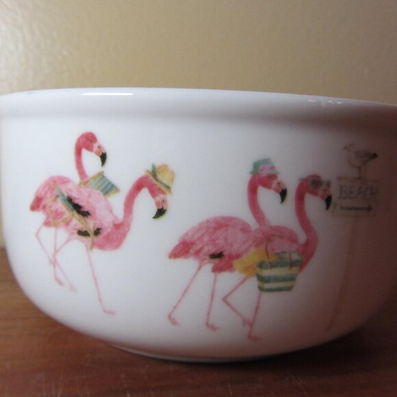 30 oz flamingo porcelain cereal bowl kathryn white coastline imports (W4452) - Picture 3 of 7